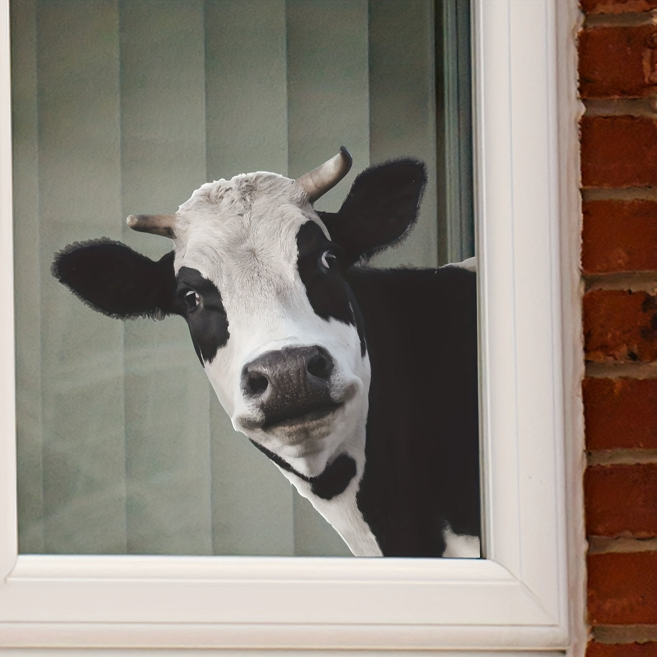 One piece of Animal Theme Cow Pattern Window Sticker, made from removable waterproof vinyl. Perfect for decorating walls, doors, and windows in living rooms, kitchens, and stores. Dimensions: 38.0 x 38.99cm. Ideal for home decoration.