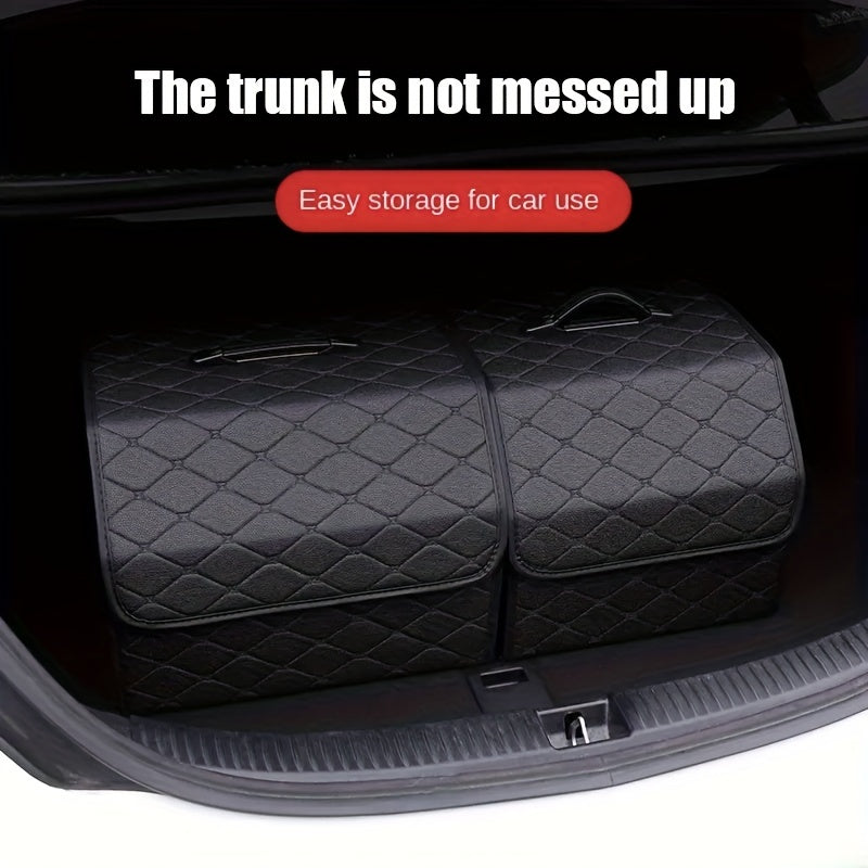 Car trunk organizer for storing toys, food, and automotive accessories - collapsible and spacious.