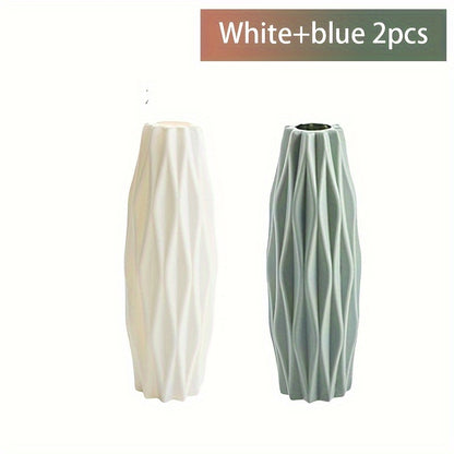 Set of Nordic plastic vases inspired by ceramic, perfect for home decor on special occasions such as St. Patrick's Day and Easter, or as a spring addition to living rooms, dining tables, or beauty rooms.