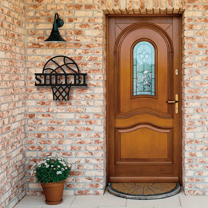 Personalized Basketball Hoop Sign in Black Iron - Customizable for Home, Bar, or Game Room Decor - Perfect Gift for Basketball Fans