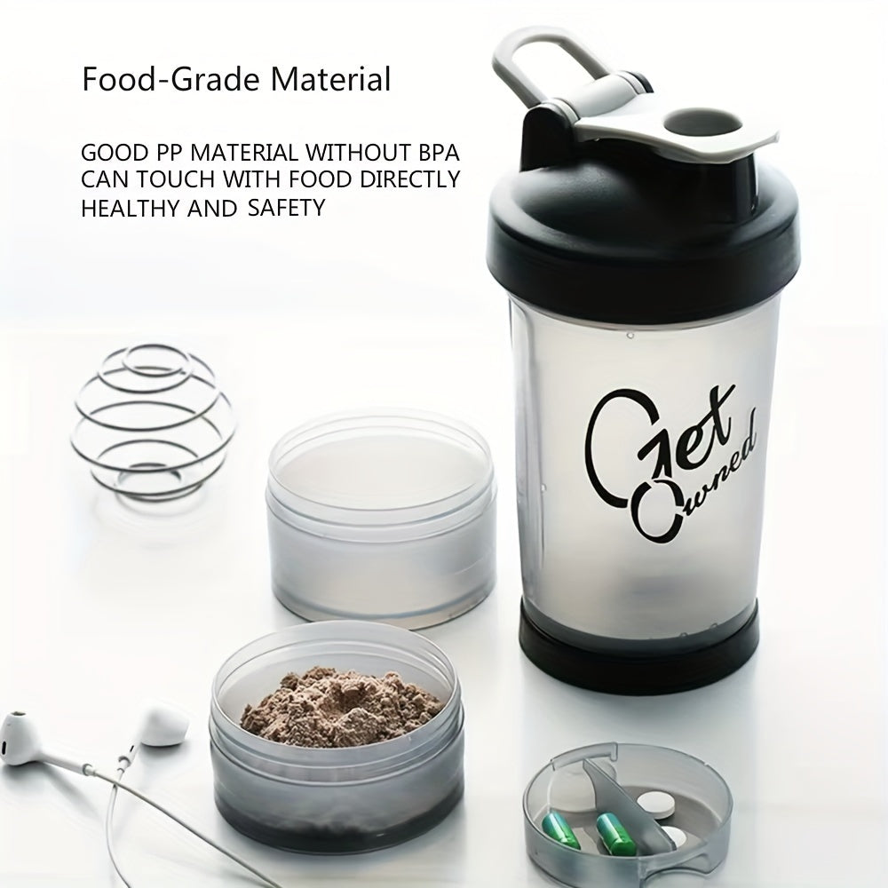 BPA-free plastic protein shaker bottle for holidays, hand wash only and no need for electricity or batteries.