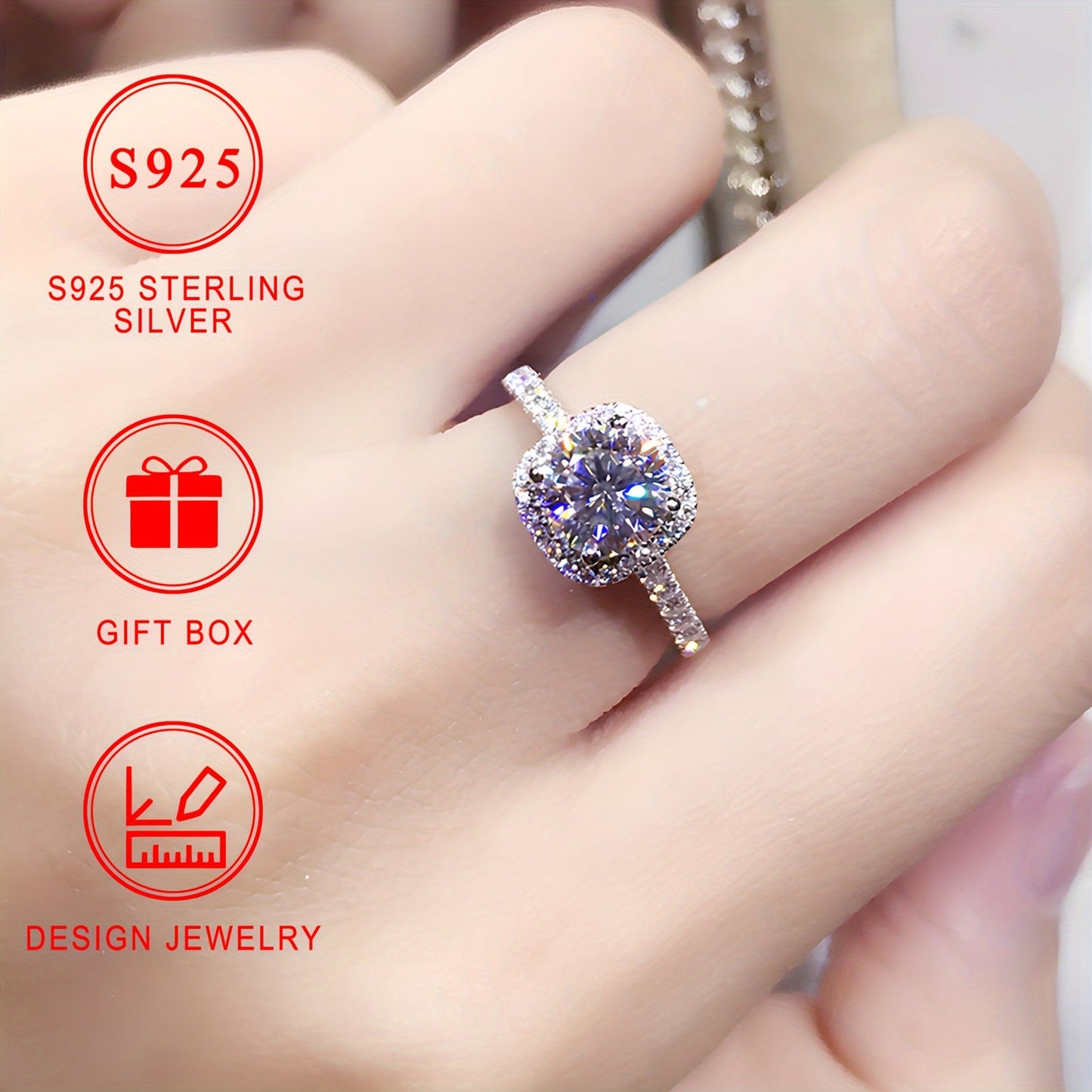 An exquisite 925 Sterling Silver Engagement Ring featuring a Synthetic Round Cubic Zirconia, set in a classic Four-Prong Setting without any plating. Ideal for everyday wear and as a thoughtful gift, complete with a complimentary gift box.