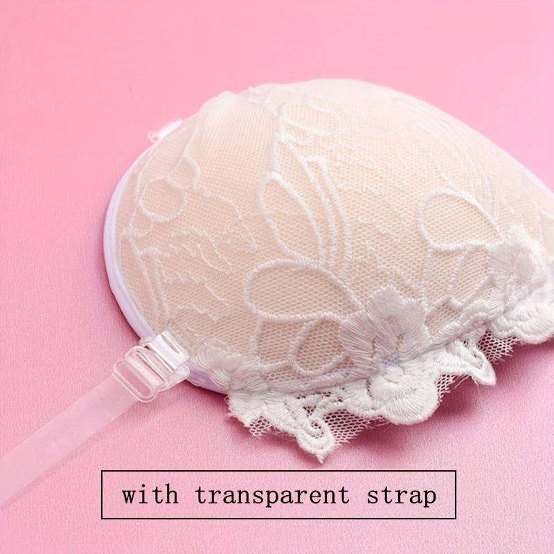 Women's Strapless Lace Nipple Covers with Push Up Buckle, Self-adhesive Breast Lift Pasties.