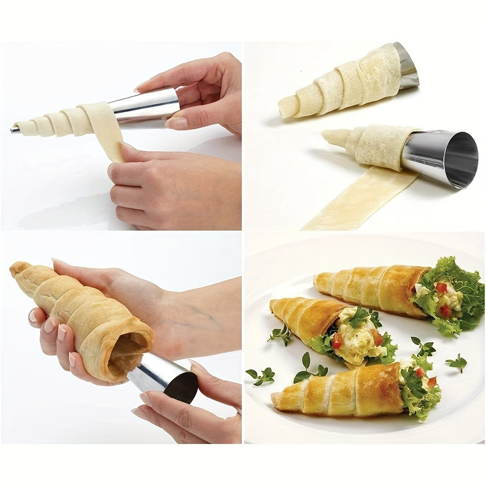 Pastry tool for cream horns, bread rolling, and ice cream cones - Stainless Steel Cone-Shaped Mold