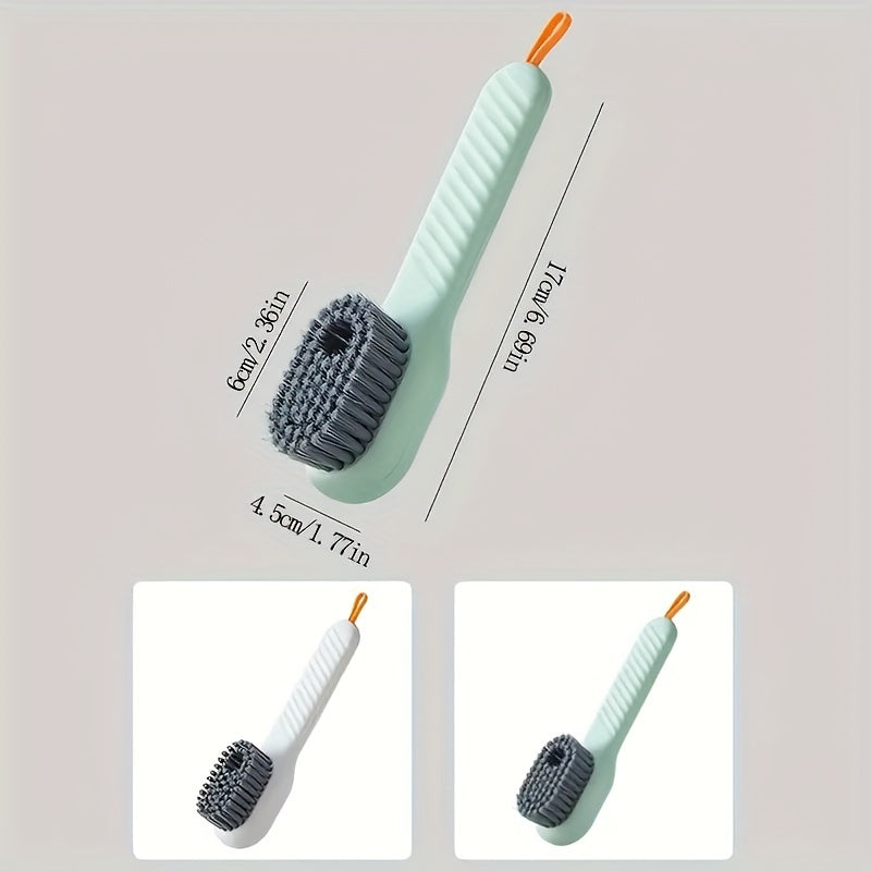 Popular Choice: Ergonomic shoe brush with long handle, built-in soap dispenser, and soft bristles - perfect for cleaning shoes, boots, and jewelry.