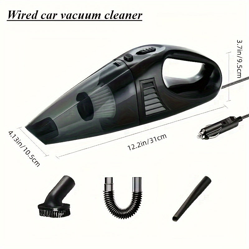 12V Handheld Vacuum Cleaner - Strong suction 8000PA, portable for cars, homes, and pets. Can be used wet/dry with accessories.