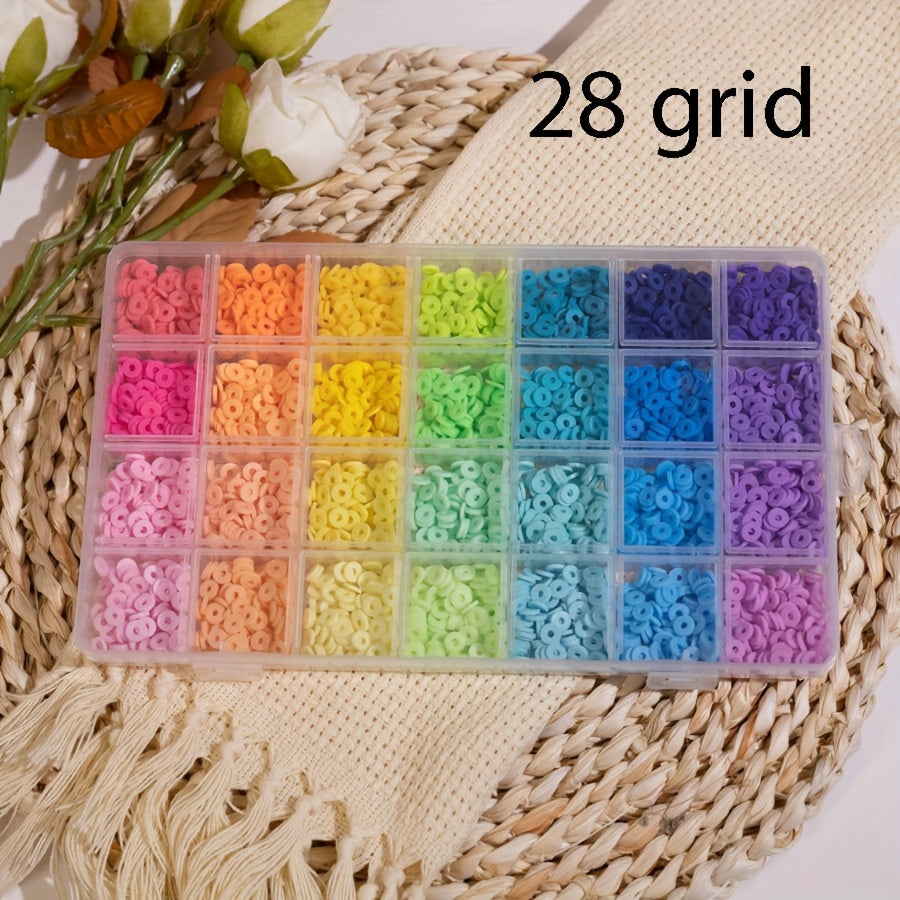 Make your own jewelry with this DIY bracelet making kit, which includes 1 box of colorful pottery clay slice beads in a 10/15/28 grid format. Perfect for creating unique bracelets, necklaces, and earrings.