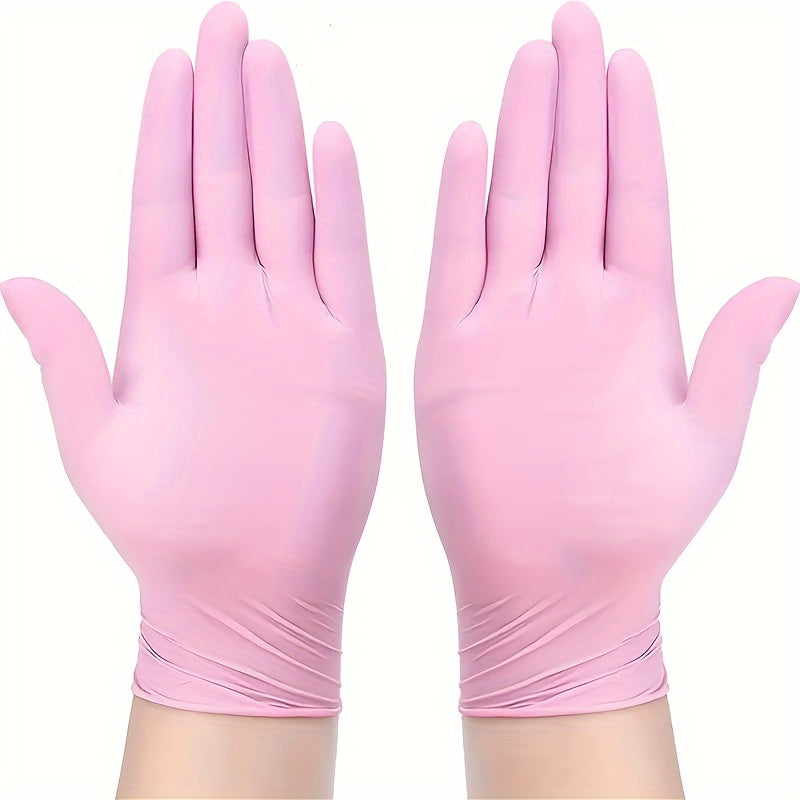 Disposable nitrile gloves available in packs of 50 or 100. These durable gloves are perfect for household cleaning tasks. Waterproof and suitable for use in kitchens, tattooing, hair dyeing, pet care, beauty salons, and other cleaning needs. A must-have