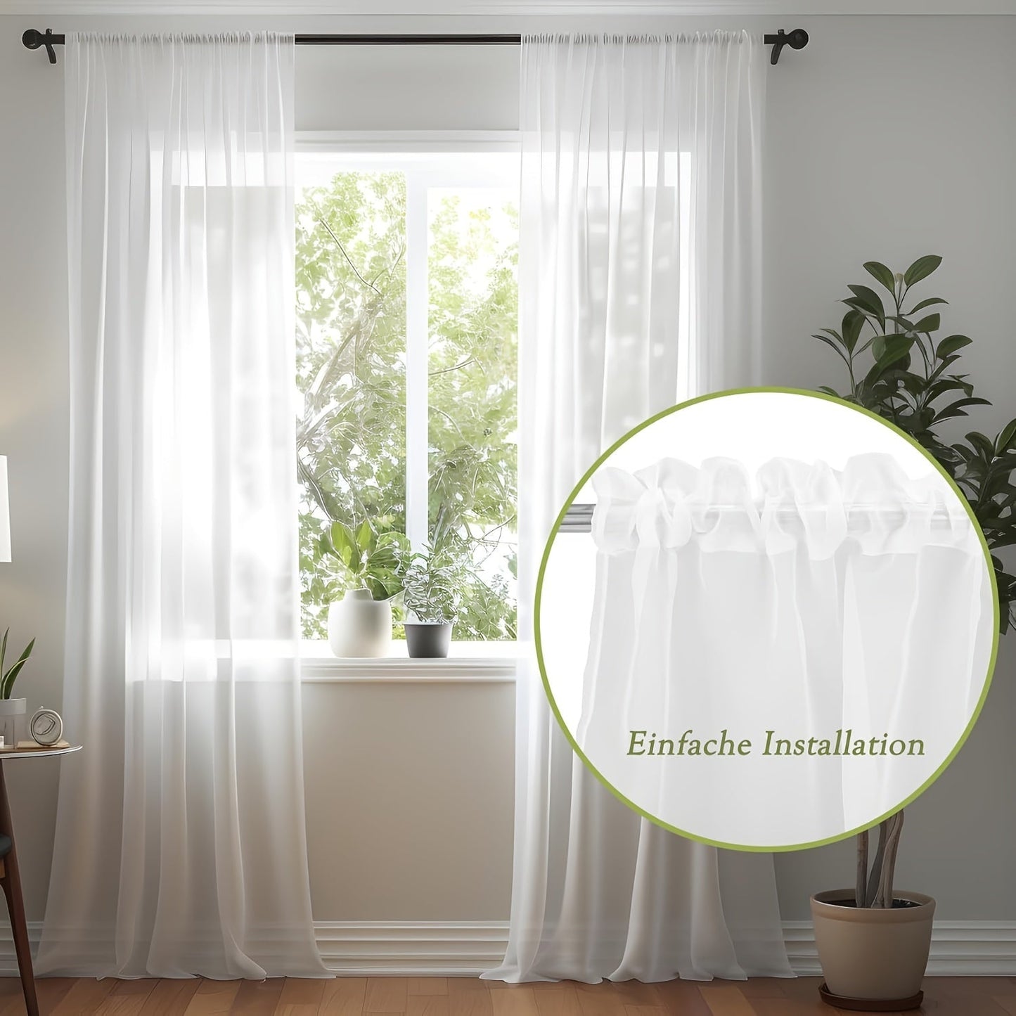 Set of 2, White Sheer Tulle Curtains in a Simple Style, Create a Romantic Atmosphere in Your Living Room or Bedroom, Perfect for Window or Door Home Decor