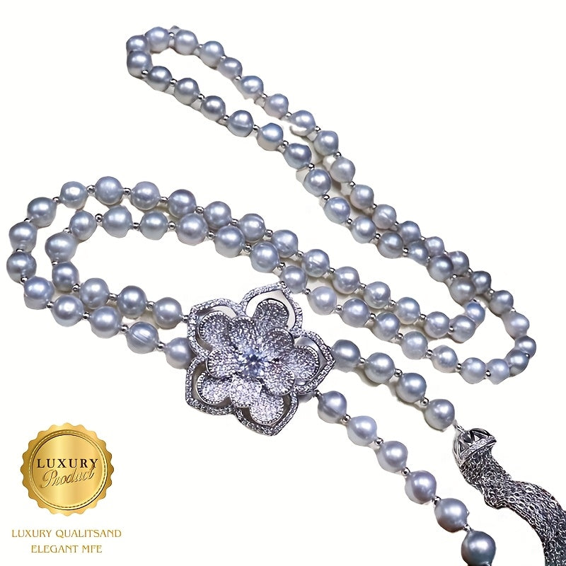 Beautiful Y-Shaped Necklace featuring Natural Freshwater Pearls and a Floral Clasp, with an Adjustable Chain perfect for Women. Versatile enough for both Daily Wear and Special Occasions, this necklace comes in a Gift Box making it a perfect present for