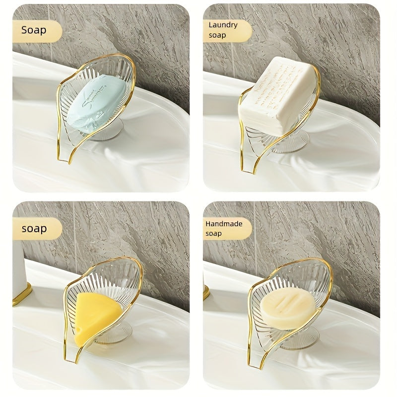 1pc Plastic Creative Soap Tray with Drainage for Bathroom Storage.