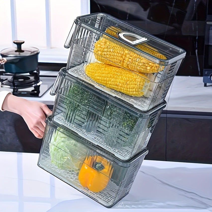 Keep your fruits and vegetables fresh with our leakproof, reusable plastic storage container. This multi-size container features a built-in timer for easy organization in your kitchen.