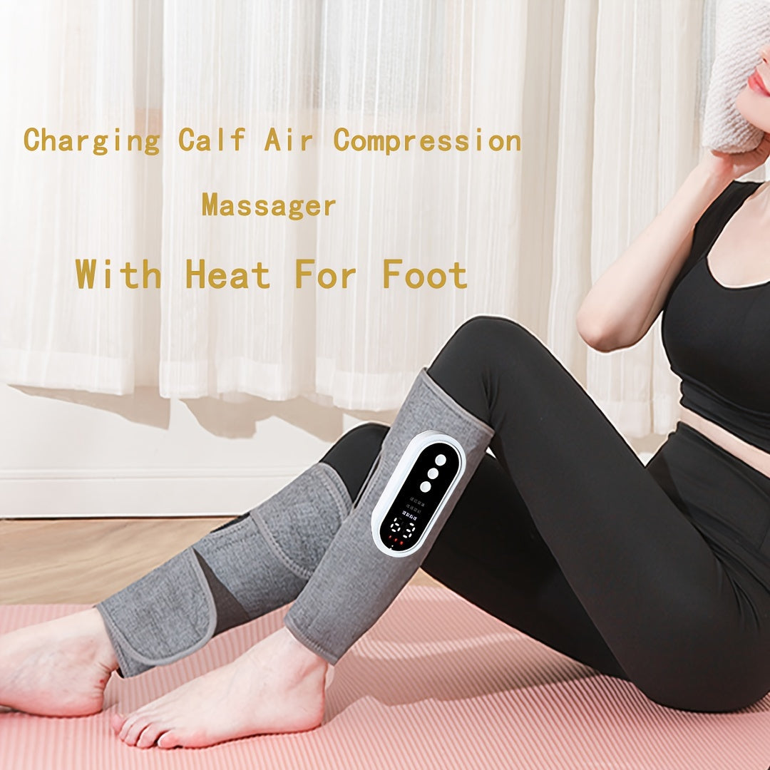 Calf air compression massager with heat, designed for muscle relaxation and circulation, 3 modes, ideal gift for women, men, and family.