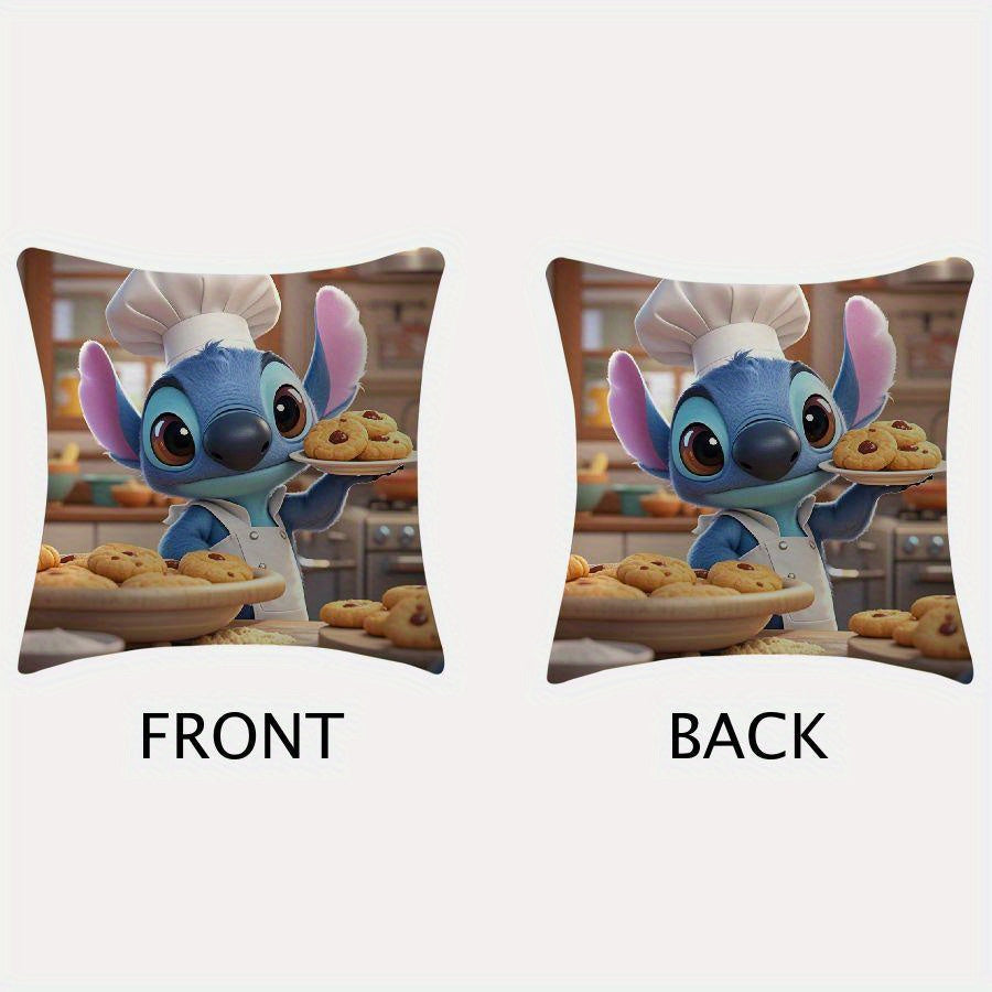 Stitch & Mickey Pillow Cover Set - Includes 2 Pieces, 45.72x45.72 cm Size, Made of Soft Polyester Material, Ideal for Sofa and Outdoor Decoration