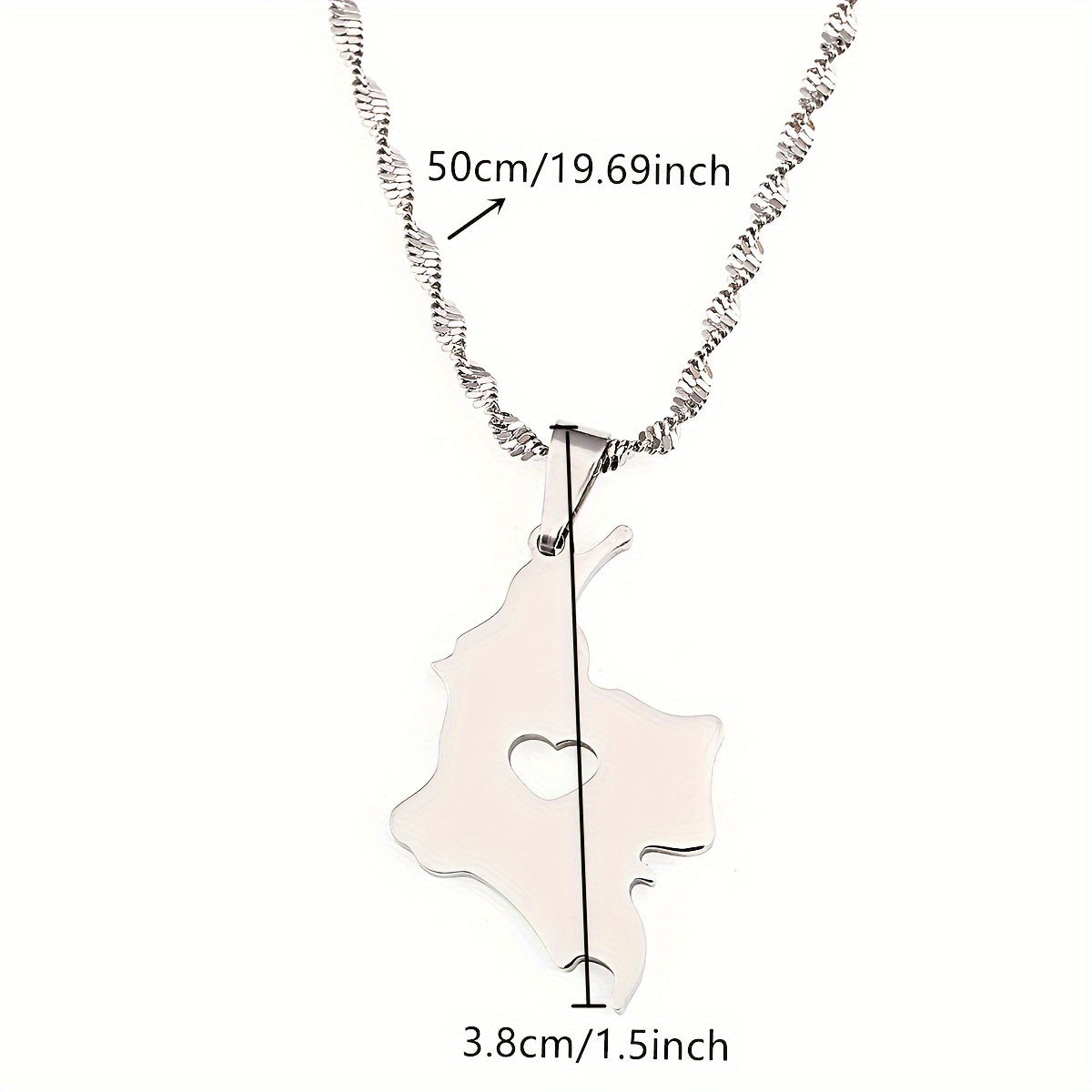 Stylish Colombia Pendant Necklace in Stainless Steel - Shiny Silver Coating, Ideal for Everyday Wear and Special Occasions