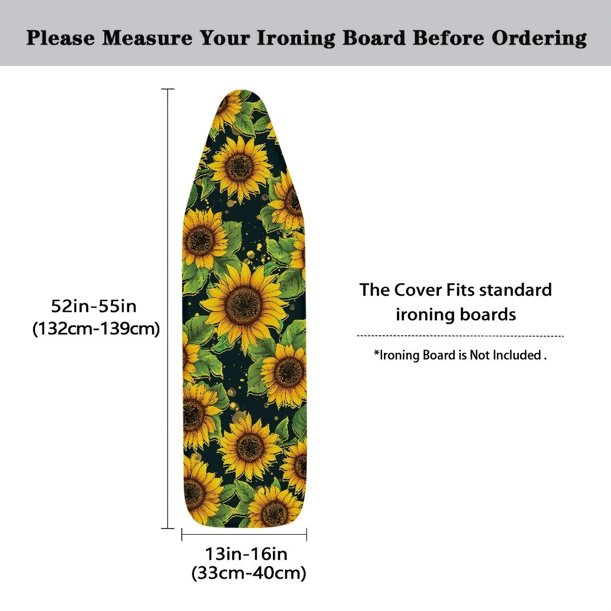 Elevate your ironing experience with the Yak Sunflower Ironing Board Cover & Pad. This cover features thick padding and measures 38.1x137.16 cm, with an elastic edge for a secure fit. Stain-resistant and protective, this cover makes the perfect birthday