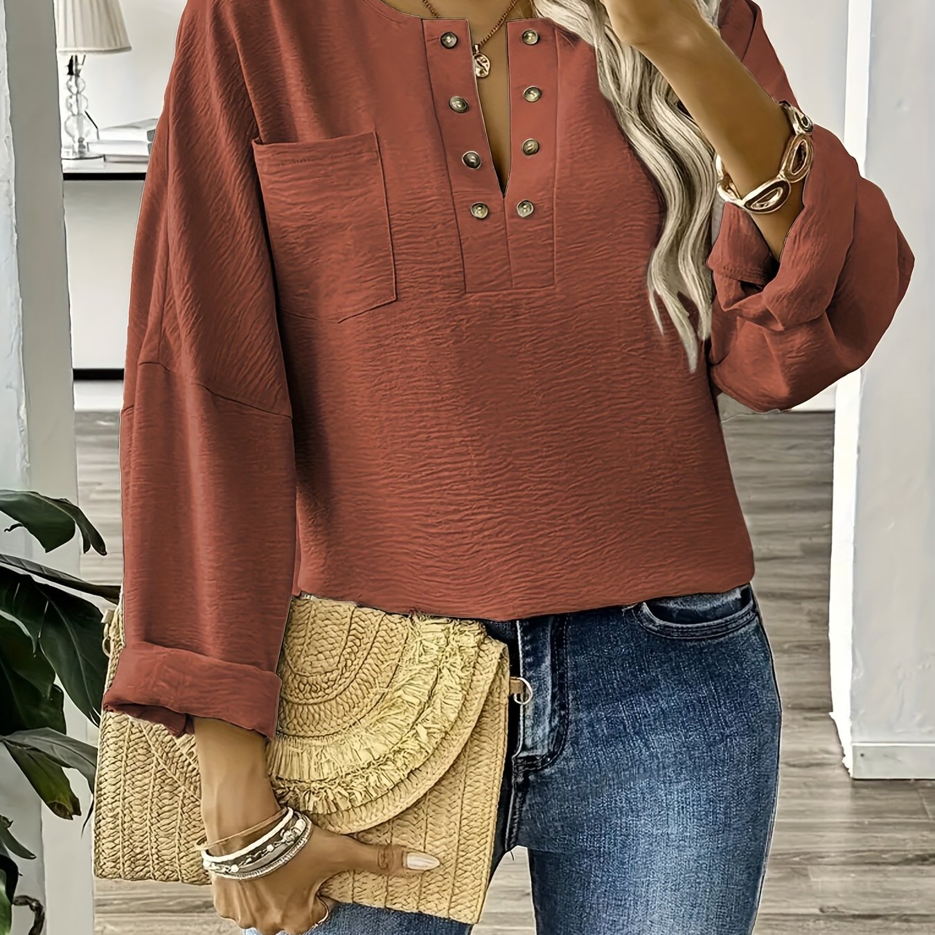 Spring and Autumn Large Size Women's Loose-Fitting Long Sleeve Shirt