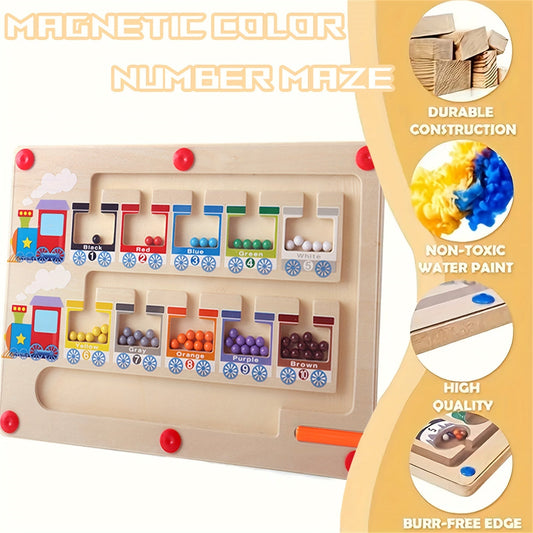 Wooden Train Ice Cream Magnetic Maze Puzzles: A Colorful and Educational Toy for Kids, Promoting Fine Motor Skills and Learning. Perfect for Thanksgiving, Christmas, or Easter!