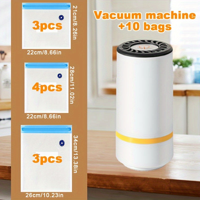 The JKUOO Electric Vacuum Sealer Machine is a 3-in-1 device with a handheld pump. Made of durable ABS material, it features USB charging and an 800mAh lithium battery for convenient use. The machine operates automatically with 3.7W of power and includes