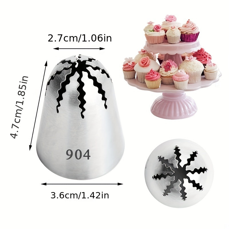 Set of 4 Stainless Steel Russian Cake Piping Tips for Flawless Frosting and Decoration - Great for Cupcakes, Cookies, and Other Treats - Must-Have Kitchen Tools for Baking Enthusiasts