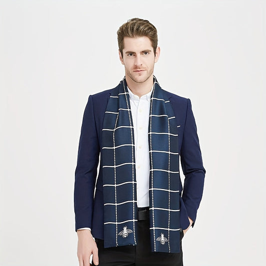 Add sophistication to your wardrobe with this stylish men's double-layered scarf. Crafted from soft polyester, this fashionable accessory is versatile enough to complement any outfit.