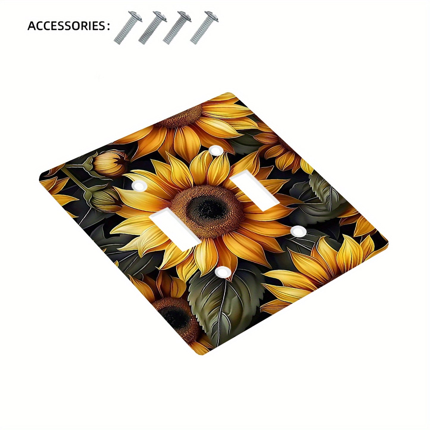 1 pc Unbreakable Polycarbonate Thermoplastic Print Art Plates with Sunflower Design, 1 Gang/2 Gang, Ideal for Switch Cover, Indoor/Outdoor Use in Bedroom or Kitchen.