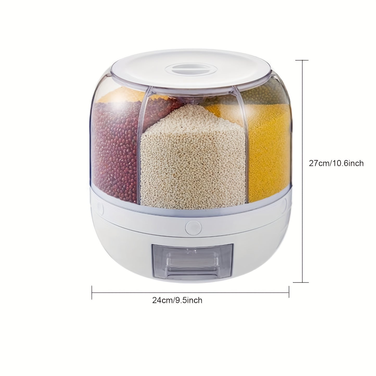 Large Capacity Airtight Rice Dispenser - 20kg Food-Grade Plastic, Moisture & Insect Proof Storage Container with 6 Compartments.