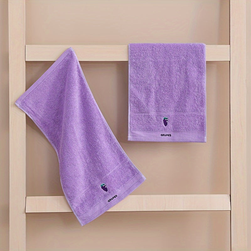 4-Pack of fruit embroidered hand towels, made of super soft knit fabric, 400gsm, hand wash only, perfect for daily use.