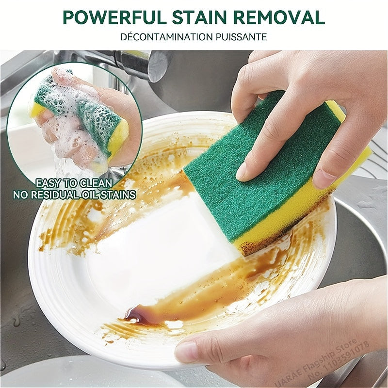 10/12/24 pieces of versatile cleaning sponges. These double-sided scouring pads are perfect for all your home cleaning needs. Use them as dishwashing sponges or premium kitchen sponges. Their durable and anti-scratch design ensures they last. Plus, they