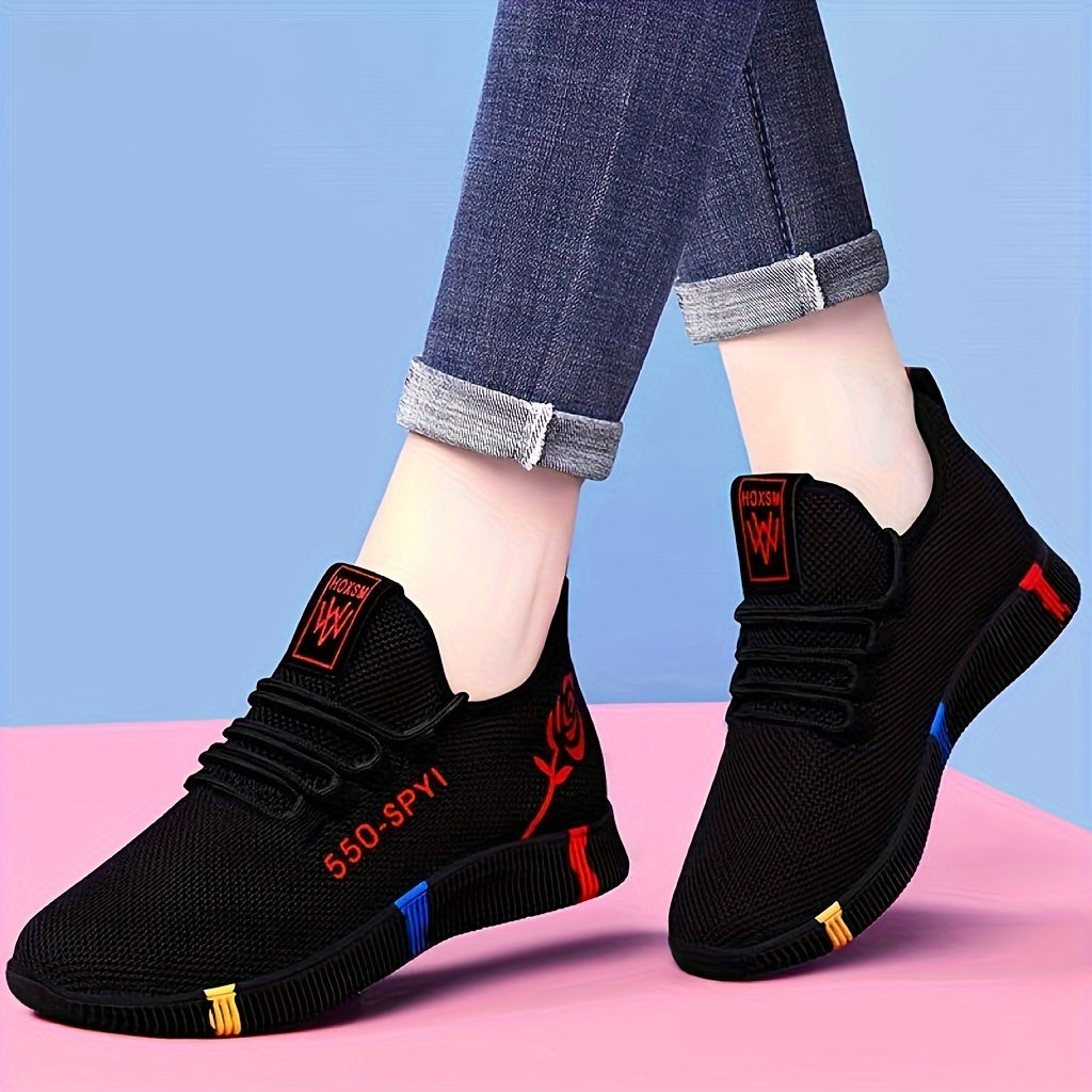 Breathable mesh sneakers for women - comfortable lace-up outdoor shoes