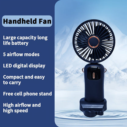 [1 Piece Portable Folding Mini Fan] Stay cool wherever you go with the JKUOO Portable Folding Mini Fan. This USB rechargeable fan features an LED display, quiet operation, and durable plastic construction. With button control and a lithium battery, it's