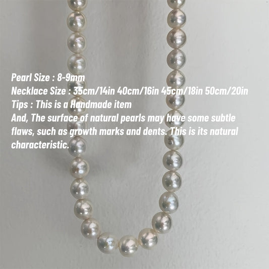 Exquisite 8-9mm Natural Freshwater Pearl Necklace, Handcrafted with Elegance - Ideal for Special Occasions like Weddings, Anniversaries & Birthdays | Comes with a Deluxe Gift Box | Stylish Fashion Statement