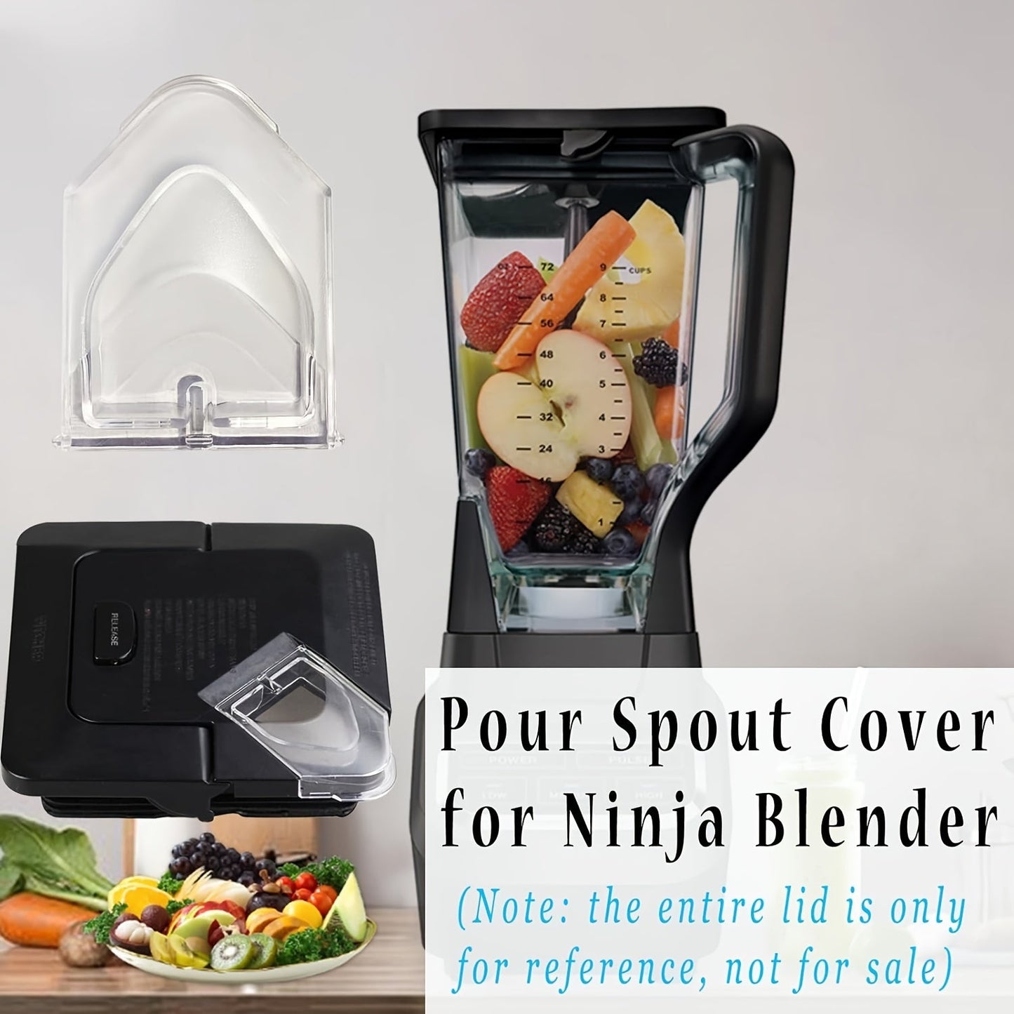 Ninja blender qopqog'i uchun almashtirish quvur qopqog'i, 72 oz kvadrat idish bilan mos keladi. NJ600-NJ602 va BL500-BL781 modellari uchun maxsus ishlab chiqilgan.