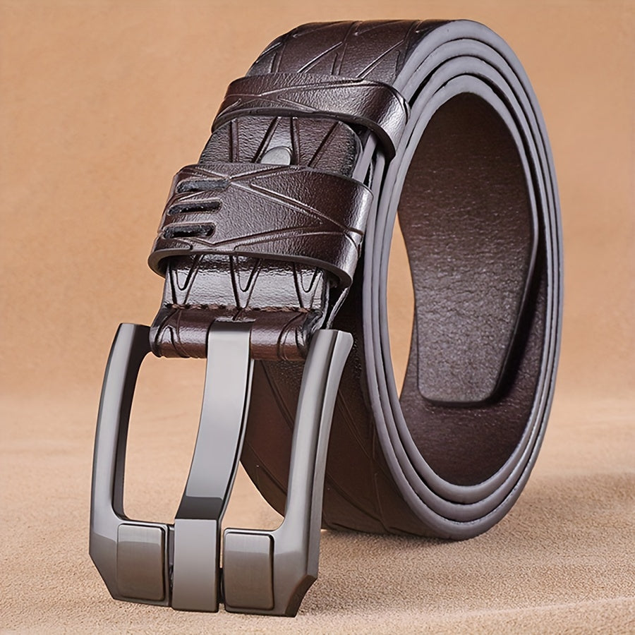 Men's Retro Needle Buckle Belt made with high quality faux leather for casual or business wear, featuring a youth retro and simple design inspired by Korean fashion.