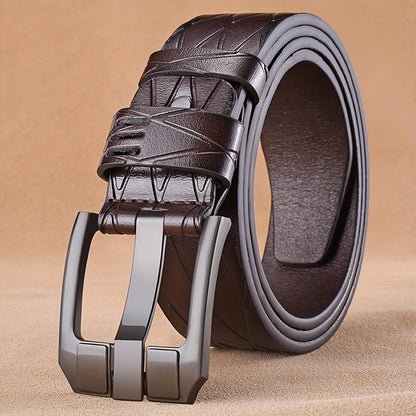 Men's Retro Needle Buckle Belt made with high quality faux leather for casual or business wear, featuring a youth retro and simple design inspired by Korean fashion.