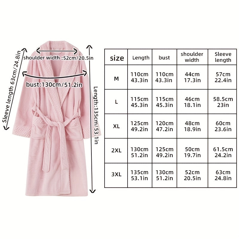 Thickened flannel bathrobe for autumn/winter, cozy unisex nightwear for home.