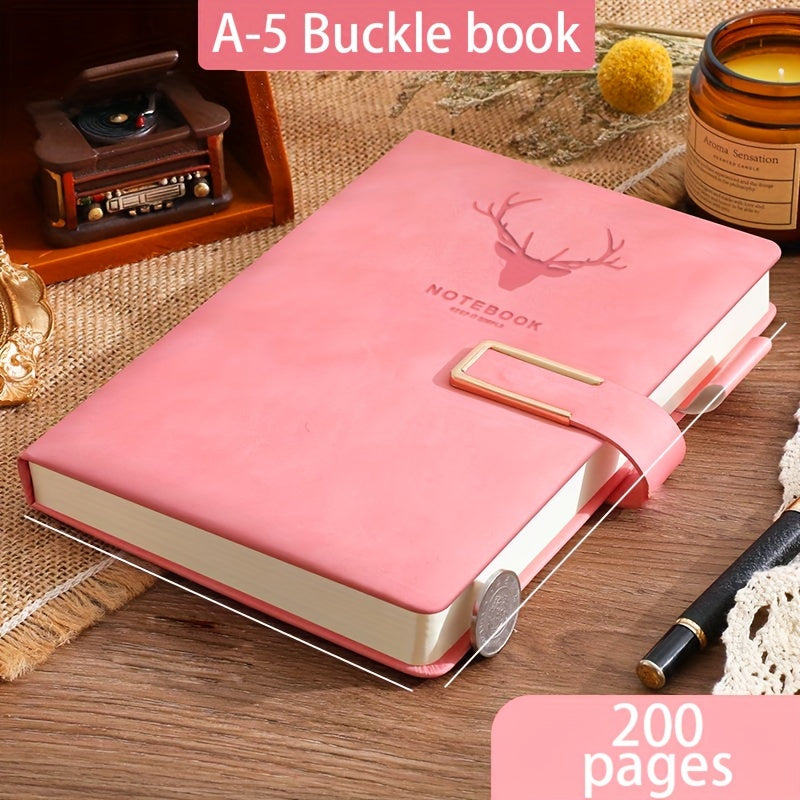 U-Shaped Buckle Notebook with Pen Holder - Soft cover, Magnetic Closure, Ideal for Business, Home, and School Use.