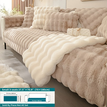 Winter plush sofa cover, anti-slip, dustproof slipcover for couch in living room, office, bedroom, home decor.