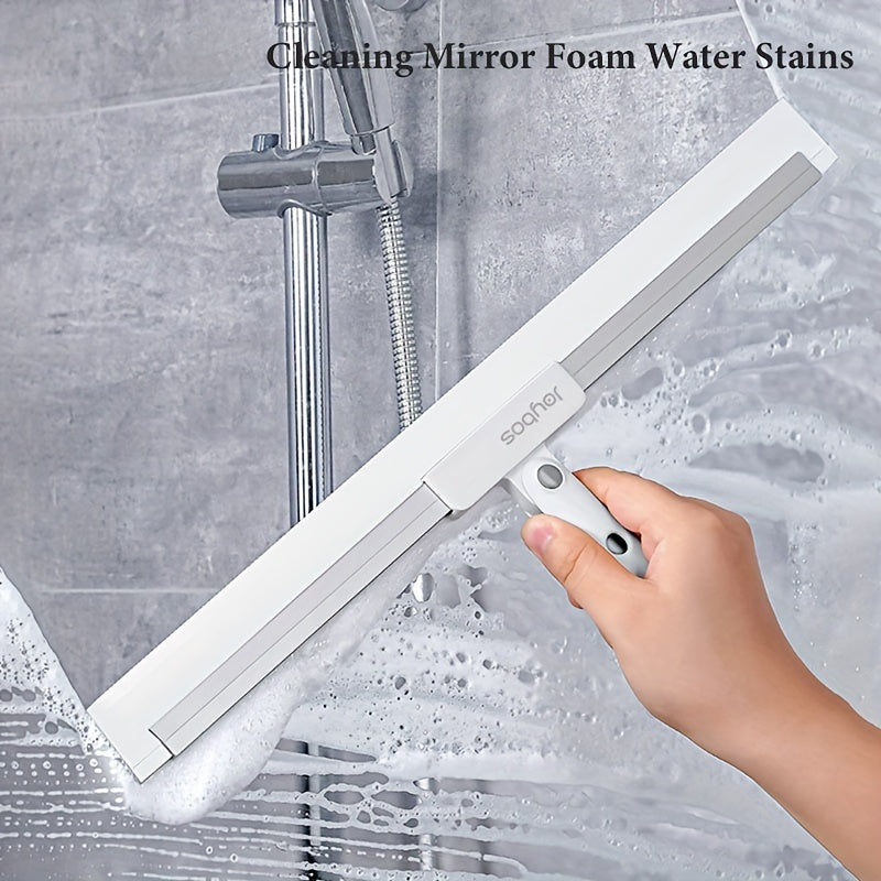 One Piece Multi-Purpose Silicone Squeegee with Adjustable Handle - 154.43cm Plastic and Stainless Steel Broom for Floors, Windows, Walls, and Glass Cleaning - Perfect for Home, Car, and Removing Pet Hair