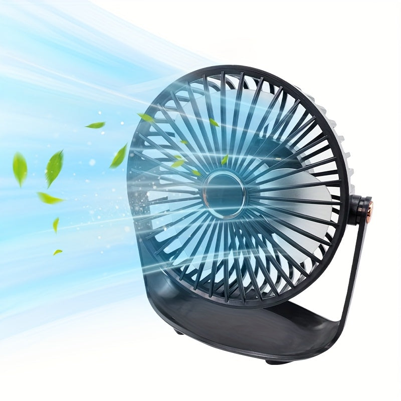 Introducing the JKUOO Sleek Portable Mini Desktop Fan - a 5-Speed USB Cooling Fan that is Quiet, Rotatable, and comes with a Digital Display & Hanging Option. This fan is perfect for use in the Home, Office, Bedroom, Dorm, or even for Indoor/Outdoor