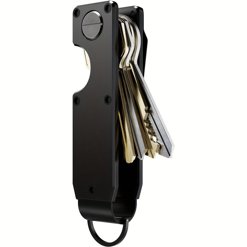 Organize your keys with the Men's Compact Metallic Key Holder - A Minimalist and Innovative Key Organizer that securely holds 2-6 keys on a smart keychain.