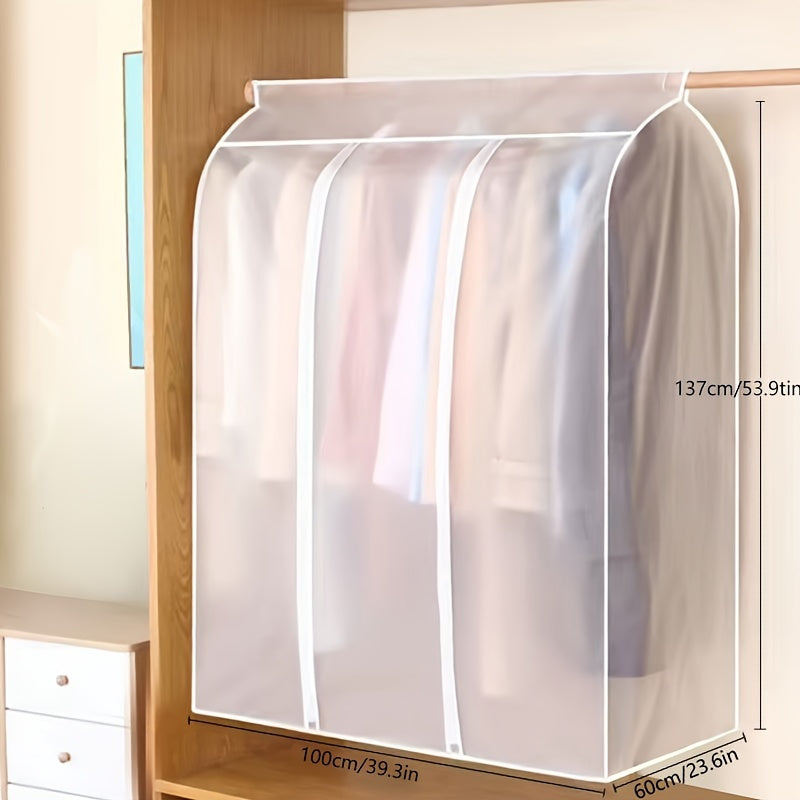 AOLORES Transparent Garment Bags for Closet Storage, Durable Plastic Suit Cover with Zipper Closure, Wardrobe Protector for Coats, Suits, Dresses