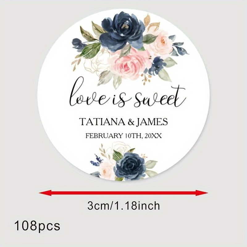 Personalized Round Labels for Bridal Showers - Custom Thank You Stickers with Name & Date, Matte Finish on Recyclable Paper