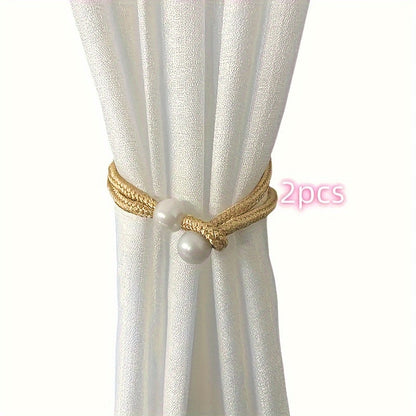 Fashionable and simple curtain binding rope available in 1 piece or 2 pieces. This decorative rope features creative pearl accents, adding beauty to your curtains. Use it as a decorative curtain buckle or binding strap for a simple and elegant touch.