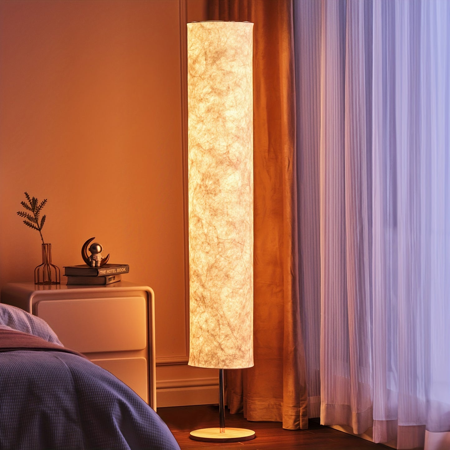 1pc minimalist design 152.4 cm floor lamp with warm 3000K LED light and special fabric sunshade. Ideal for living room or bedroom. Great for New Year or Valentine's Day gifts.