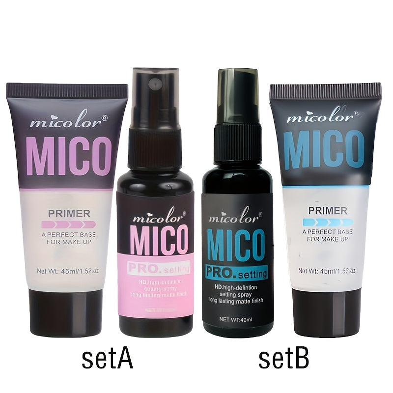 4pcs Mico Primer & Setting Spray Set - Creamy Texture in White Shades - Perfect Valentine's Gift for Flawless Skin