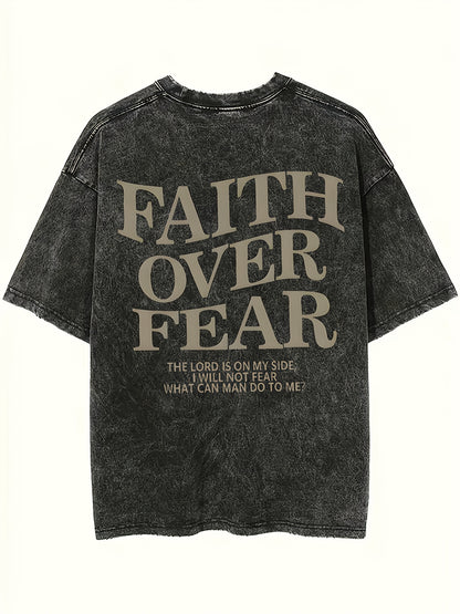 Men's 100% Cotton Faith Letter Printed T-Shirt for All Seasons, ideal for Summer