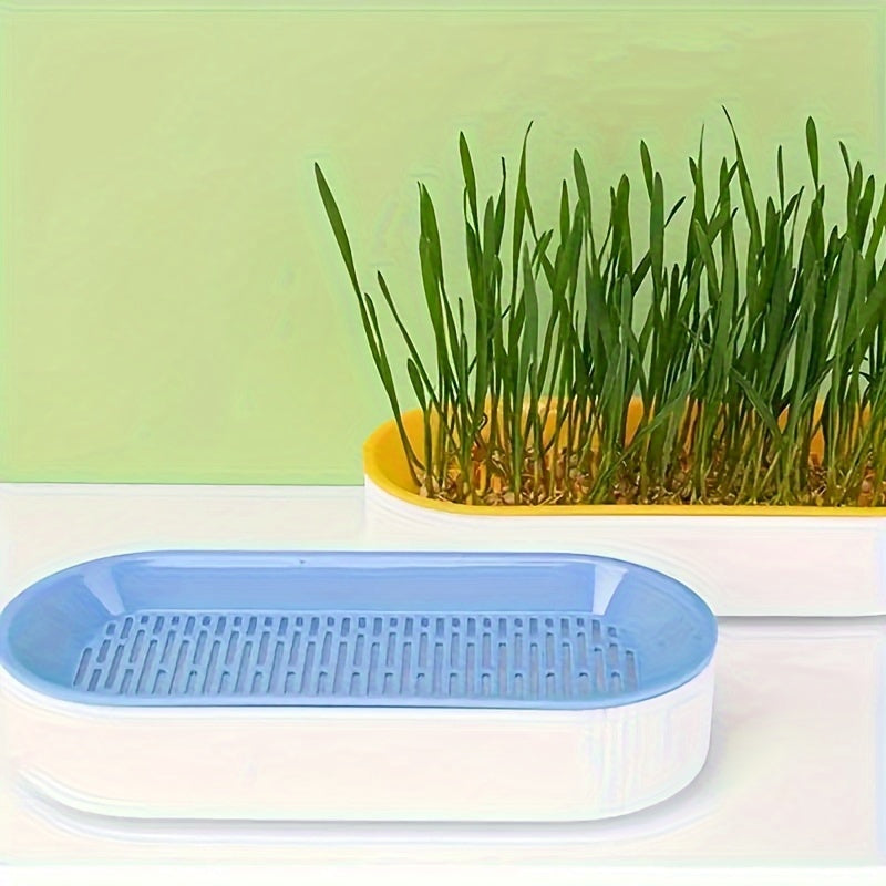 Hydroponic Cat Grass Growing Kit with Easy Sprout System, Durable Tray, Ideal for Indoor Gardening