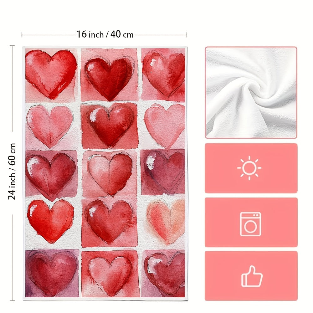 This set includes 2 ultra-soft kitchen towels with a Valentine's Day Tic-Tac-Toe design. These highly absorbent dish and hand towels are ideal for holiday decor, easy to clean in the washing machine, and measure 40.64X60.96 cm.