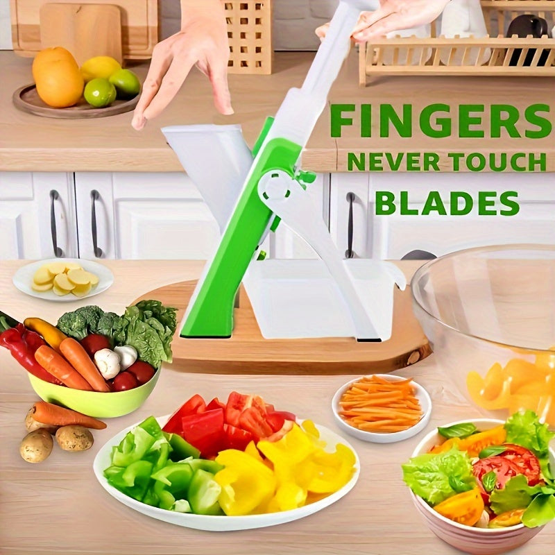 Essential Back to School Tool: Adjustable Mandoline Slicer with Stainless Steel Blade, Manual Vegetable Chopper, Plastic Kitchen Gadget, Fruit & Salad Dicer, French Fry Cutter - Capacity less than 1L